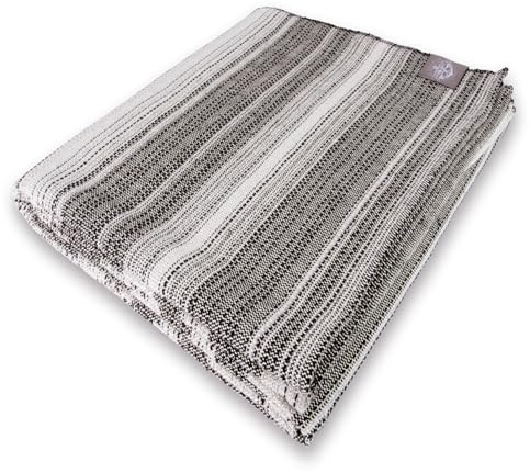 Craft Story Decke Yara - Tagesdecke aus 100% Baumwolle - Sofaüberwurf, Decke & Baumwolldecke - Schwarz-grau-gestreift 170 x 220 cm