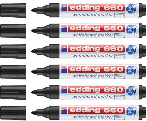 Edding Whiteboard-Marker 660, schwarz, Rundspitze, 1,5-3 mm, 6 Stück