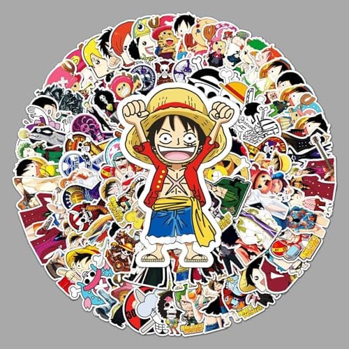 ONE Piece Stickers 100Pcs for Water Bottles Laptop Computer Skateboard, Cute Sticker Gift for Kids Teens Waterproof