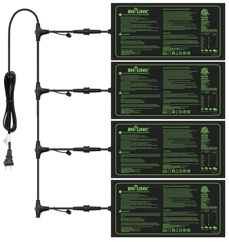 BN-LINK Sämling-Heizmatte für Samenstartung, 25,4 x 52,7 cm, 4 Stück, Gänseblümchen, kettenbar, wasserdicht, Wärmematte für Samenkeimung, Indoor-Anbau, Hydrokultur, Gewächshaus, ETL-gelistet
