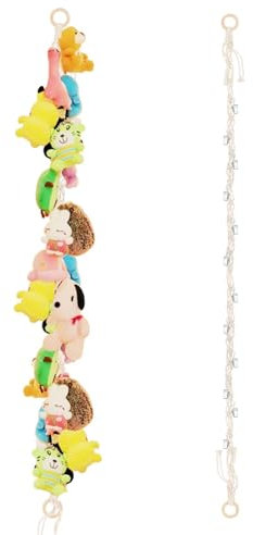 YiJiuBa Kuscheltier Aufbewahrung, Hängender Stofftierhalter mit 20 Metallklammern Boho Stofftier Organizer Kette Raumdekoration zum Aufhängen von Hüten, Socken, Weihnachtskarten