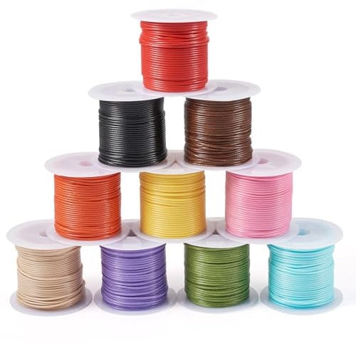 Beadthoven - 10 rotoli di filo di poliestere cerato, 10 colori, 1 mm, per macramè, bracciali, perline, cucito, intrecciati, gioielli, collane, artigianato, 10 m/rotolo