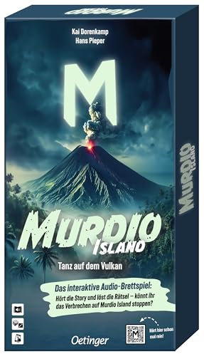 Oetinger Media, Murdio Island, Tanz auf dem Vulkan, Brettspiel, kooperatives Audio-Game für Kinder ab 10, ab 1 Spieler, 60-75 Minuten