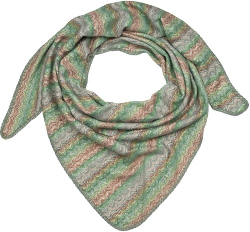 styleBREAKER Damen XXL Dreieckstuch mit Zick-Zack Webmuster, mehrfarbiges Dreiecktuch, Schal weich und warm 01020051, Farbe:Grün-Lindgrün-Braun