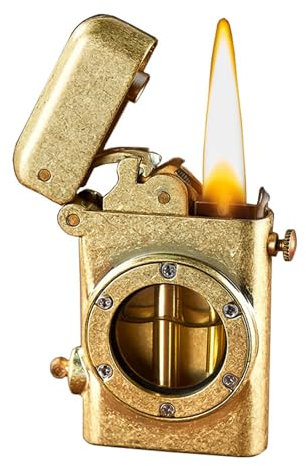 Mechanisches Retro-Kerosinfeuerzeug, sichtbares Benzintankfeuerzeug, One-Touch-Deckelöffnung und -Zündung, mit Sicherheitsschloss-Design, winddichtes Feuerzeug(A)