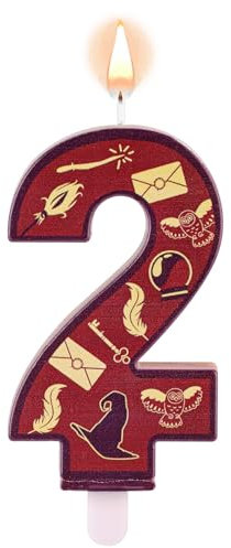Velas de Cumpleaños con Temática de Mago Mágico, Vela con Números con Temática Mágica Sombrero de Mago Varita Mágica Búho Vela con Números con Temática de Película (Número 2)