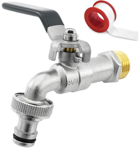 SHYNE Qualità Rubinetto Dell'Acqua 3/4'' Pollice Ottone Antiruggine e Resistente al Gelo + 1 Presa Rubinetto Gratuito + eBook | Giardino, Lavatrice, Pioggia Barile