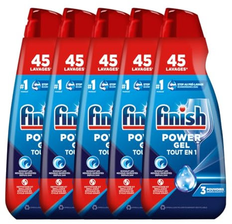 Finish Power Gel Tout en 1 - Détergent Lave-vaisselle lot de 5 x 0,9L