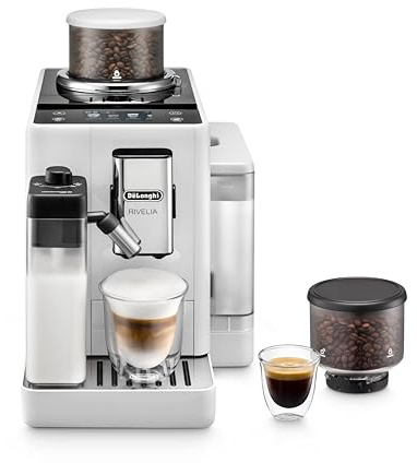 De'Longhi Rivelia Automatic Espresso Machine, Milk Frother, White