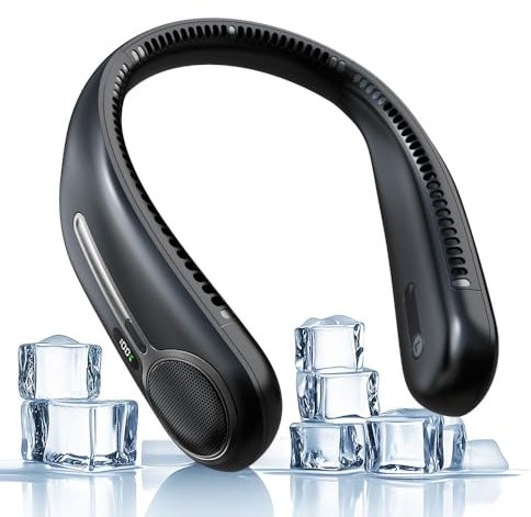 Portable Neck Fan,Hands Free Personal Wearable Bladeless Fan,6000mAh USB Rechargeable,360° Cooling,LED Display,4-Speeds,Birthday Gifts for Men Women Dad Mom,Stocking Stuffers Christmas Gifts (Black)