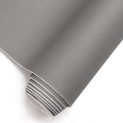Leder Reparatur Flicken 40x100cm Hellgrau– Selbstklebender Kunstleder Patch Wasserdicht – Starke Haftung für Sofa, Autositz, Couch, Möbel, Tasche, Boot – Einfach anzubringen