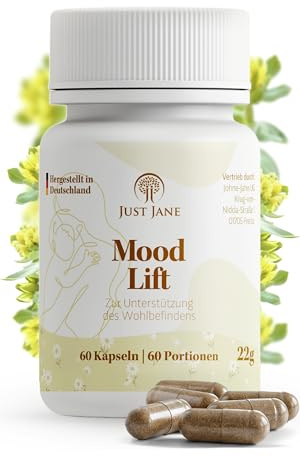 Just Jane® Mood Lift – Ashwagandha & Rhodiola mit Vitamin B6 – Für mentale Balance & Nervensystem – Natürliche Formel für Mütter & Frauen – Vegan – Laborgeprüft in Deutschland – 60 Kapseln