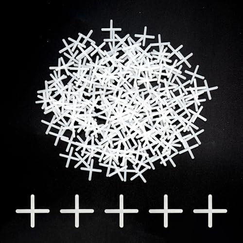 JIEHU 400 Pcs Tile Spacers, Plastic Cross Tile Gasket, Tile Spacers 2 mm for Accurate Tiles Positioning, DIY Paving Tiling, Wall Tiler, Garden Slabs (White)