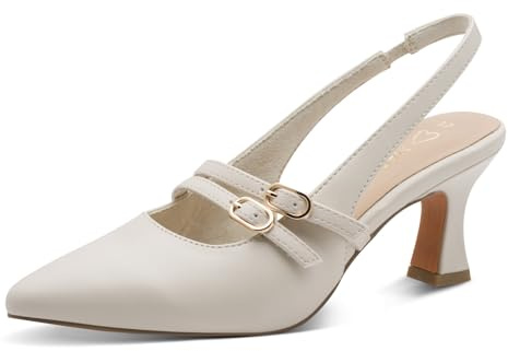 MARCO TOZZI Donna Décolleté Morbido Feel Me Plantare Morbida Fodera Interna Vegano Moderno, Beige (Cream), 40 EU