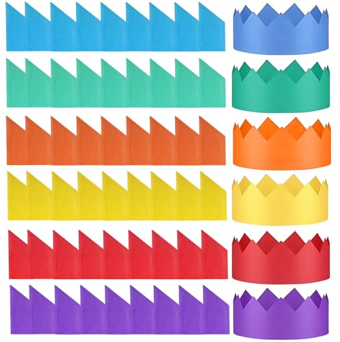 COSORO 60 Stück Papierhüte für Weihnachten Knallbonbons,Bunte Krone Papier Partyhüte für Christmas Crackers Set,DIY Partyhüte Neuartige Geschenke für Kinder Weihnachtsparty Dekoration Neuajahr