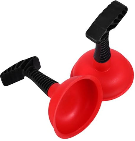 2 Stück Gummi Abflussreiniger für Küche und Bad, Rot | Ergonomischer Griff, Manuelle Reinigung bei Verstopfungen, für Haus und Öffentliche Bereiche