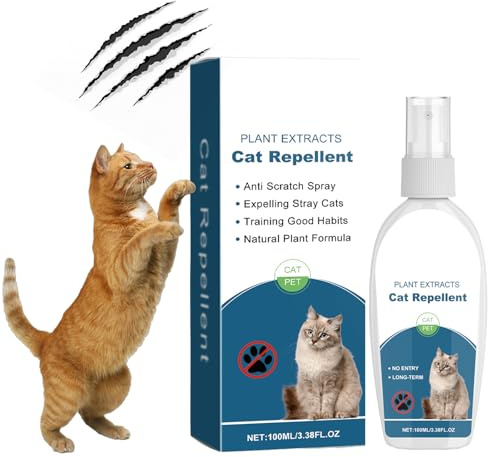 Cat Repellent Spray, Anti Scratch Cat Deterrent Spray -Scent & Bitter -Keep Pet Off Limits Areas, Protect Furniture Sofa Rug Curtain Helps Stop Urine Marking & Scratches, Effective Training Aid 100ml
