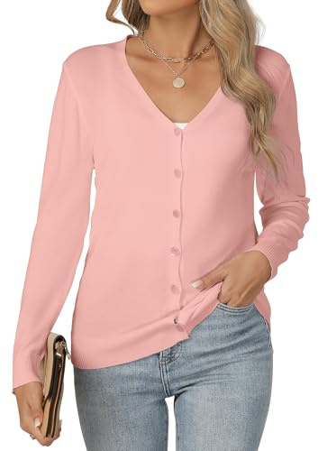 Famrrifuu Cardigan Donna con Bottone Leggero Maniche Lunghe Aperto Giacca Elegante Casual Cardigan in Maglia