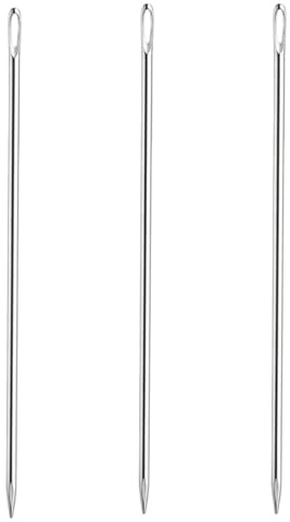 3 agujas de coser extralargas de 10 cm y 3 mm de grosor, de acero inoxidable para muebles, cuero, bordado, punto y decoración del hogar, agujas de coser rectas, fáciles de enhebrar