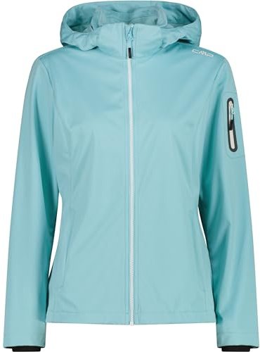 CMP Softshelljacke Melange mit Kapuze | Schutz vor Nässe, Schutz vor Wind, leichtes Tragegefühl, klein verstaubar