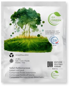 IEA Green Sofort-Kältekompresse 120er – Einweg-Kühlpads zum Knicken, PLA | 120 Einmal-Kühlpacks ohne Vorkühlung – knicken, schütteln, ~25 Min kühlen; für Prellungen, Stiche & Sport; nachhaltiges PLA