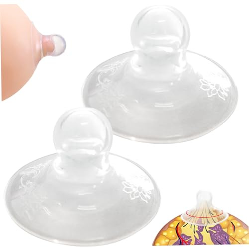 2 ventose per capezzoli, correttore per capezzoli trasparente in morbido silicone, facile da pulire per pressione di forma piatta e timida invertita, uso diurno e notturno, ventose
