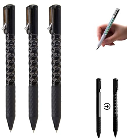 zoocco Geometric Decompression Pen, Shape Shifting Pen, Fidget Pens for Adults, Cool Office Gadgets Unique Fun Pens (3 PCS Black)