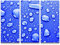 Paul Sinus Art Fotografie – Wassertropfen auf blauem Untergrund - 3 teiliges Wandbild Gesamtgröße 130x90cm
