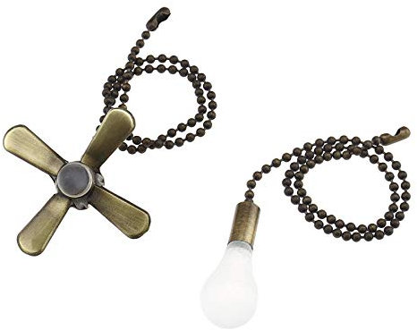YINETTECH 2pcs Metal Beaded Pull Chain Ball 30CM Chain Extension with Mini Fan Bulb Pendant For Ceiling Fans Lights Bronze