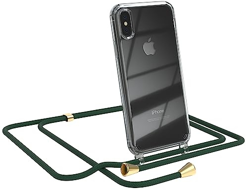 EAZY CASE Handykette kompatibel mit iPhone X/XS Handyhülle mit Umhängeband, Handykordel mit Schutzhülle, Silikonhülle, Hülle mit Band, Stylische Kette für Smartphones, Grün