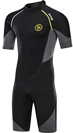 ZCCO, Herren-Neoprenanzüge 1,5/3 mm Premium Neopren, Rückenreißverschluss, kurzärmeliger Taucheranzug für Spearfishing, Schnorcheln, Surfen, Kanufahren, Taucheranzüge (1.5mm, M)