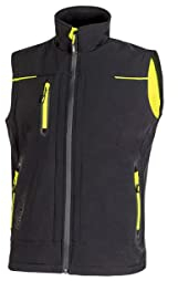 U-Power UNIVERSE, Giubbino Smanicato, Gilet Softshell, con Fodera in Micropile, Tessuto Impermeabile, Antivento, Traspirante, Zip Intera, Multitasche (BLACK CARBON - M)