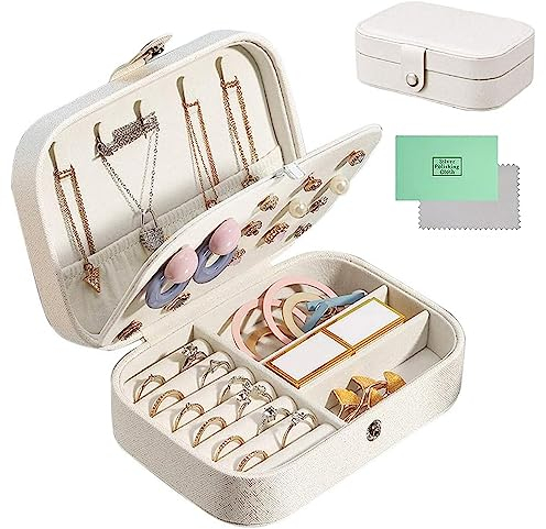 HEPAZ Schmuckkästchen Damen,PU-Leder Schmuck-Aufbewahrungsbox Beinhaltet ein silbernes Poliertuch, für Ringe Ohrringe Halsketten Armbänder Verschiedene Fächer zum Aufbewahren aller Arten von Schmuck