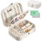 HEPAZ Caja Joyero Pequeña,PU Cuero Joyero de Viaje Cajas,ewelry Organizer para Anillos Aretes Pendientes Pulseras y Collares, Incluye un paño de pulido plateado(Blanco)