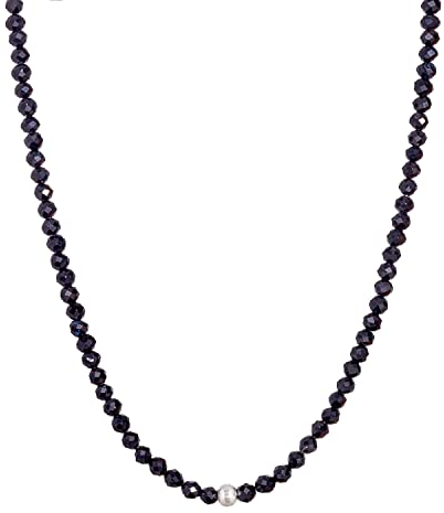 BERGERLIN Onyx Halskette schwarz - schwarze Kette - Silber - XS-S