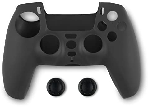 Spartan Gear - Controller Silicon Skin Cover and Thumb Grips (compatible with playstation 5) (colour: Black)