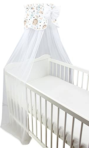 TupTam Babybett Himmel mit Schleife Transparent, Farbe: Igel/Hase/Blau, Größe: ca. 170x240 cm