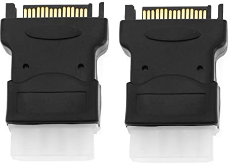 Create idea Lot de 2 adaptateurs 4 Broches mâles IDE Molex vers SATA 15 Broches mâles Molex vers SATA pour Alimentation HHD/SSD/DVD RW/Disque Dur