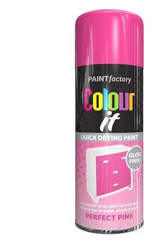 SuperGift.com 2x Perfect Pink Gloss All Purpose Aerosol Spray Paint 400ml Quick Drying Spray, Fast Dry and Excellent Coverage for Metal, Wood, Plastic and More by Diva Gift