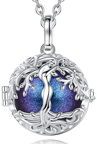 CELESTIA Bola Grossesse Collier en Pendentif Arbre de la Vie Argent avec Mélodie Douce Grelot Musical pour Femmes Enceinte Maman