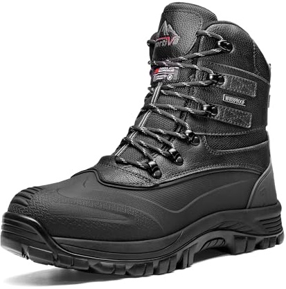 NORTIV 8 Men's Insulated Waterproof Construction Rubber Sole Winter Snow Ski Boots