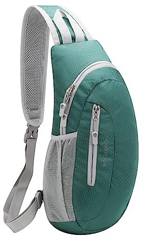 Gisdanchz Sling Bags for Men Women Sling Backpack Small Rucksack Crossbody Shoulder Chest Bag Lightweight Waterproof Travel Hiking Dayapck One Strap Backpack Sling Bag for Women Men, Teal Green