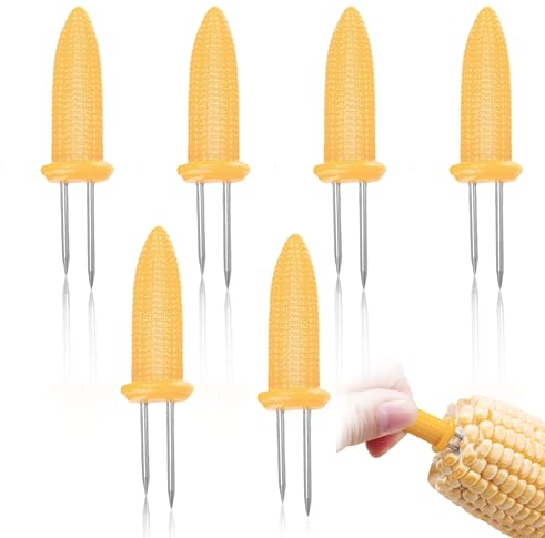 6 Pcs Pinchos para Mazorcas de Maíz, Pinchos de Mazorca, Barbacoa Tenedor Pinchos de Acero Inoxidable de Maíz, Soporte para Mazorcas de Maíz, para Cocina, Hogar, Barbacoa, Picnic