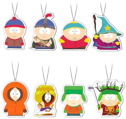GTOTd Cute Cartoon Air Freshener 8Pack Lufterfrischer (Black Ice Scent) Schwarzer Eisduft Duftbaum Auto Rückspiegel Anhänger Komödie Show Fans Geschenk Hängende Anhänger Zubehör Christmas Dekor
