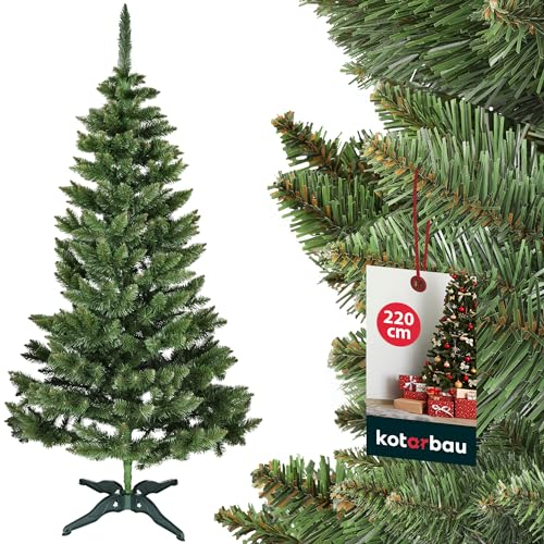 KOTARBAU® Künstlicher Weihnachtsbaum 220 cm Tannenbaum Künstlich mit Plastik Ständer Christbaum Christmas Tree