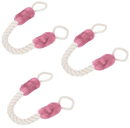 Relaxdays Türkordel 3er Set, Türstopper Klinke, 60 cm lang, Klemmschutz Kinder & Tiere, Tür Seil maritim, beige/rosa