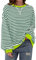 TERIVEEK Women Oversized Striped Color Block Long Sleeve Crew Neck Sweatshirt Casual Loose Pullover Y2K Shirt Top, Green White, XL