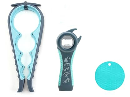 LIANRISES 5 in 1 Jar Openers 4 in 1 Bottle Opener with Silicone Jar Gripper Pad Ring Pull Can Opener Kitchen Finds Rubber Jar Opener Tin Openers That Work Vial Opener Multifunctional