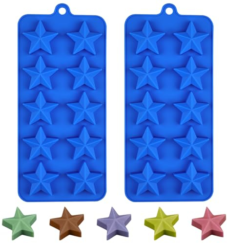 BFJ Star Chocolate Moulds 2pcs Silicone Star Candy Moulds for Baking Ice Cube Resin Soap Jelly(Star Size 4.9cm)