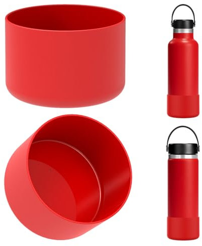 Linkidea 2 Pack Water Bottle Boot Compatible with Hydro Flask Wide Mouth 12oz/14oz/16oz/18oz/20oz, Silicone Bottle Bottom Sleeve Bumper Protector (Red)